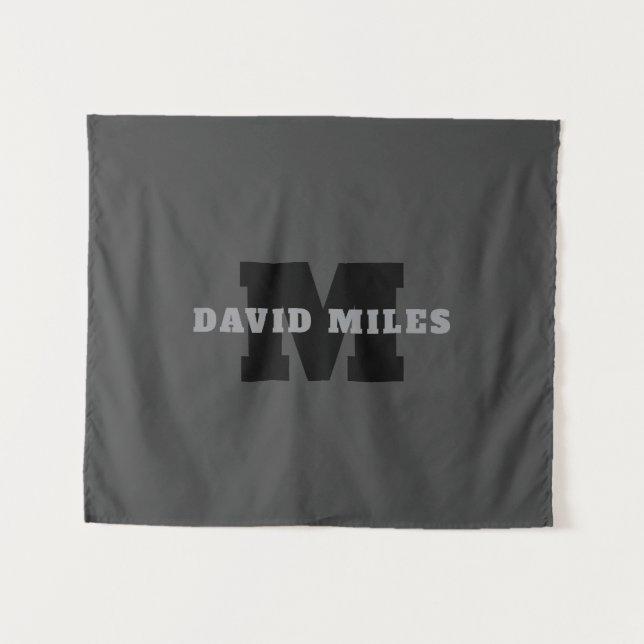 Tapete De Parede Seu nome ou nome comercial | Cinza Masculina Moder (Frente (Horizontal))