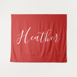 Tapete De Parede Seu Script Branco Personalizado em Vermelho