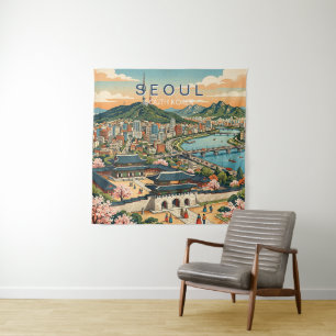 Tapete De Parede Seul Coreia do Sul Viagem Arte Vintage