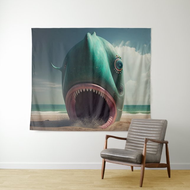 Tapete De Parede Shark sculpture on the beach (In Situ (Horizontal))