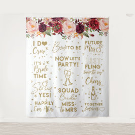 Tapete De Parede She said yesFloral Burgundy Bridal Shower Backdrop