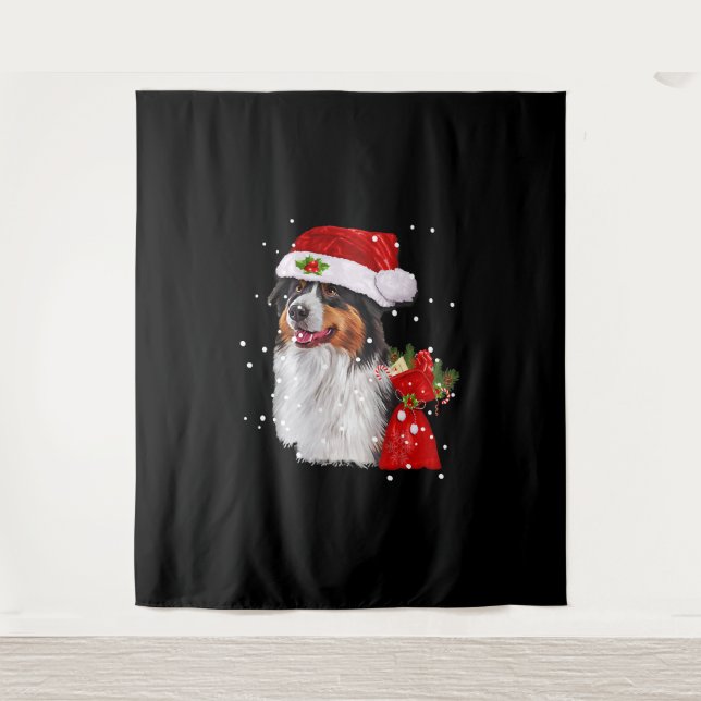Tapete De Parede Shepherd Dog Santa Hat, Natal (Frente)