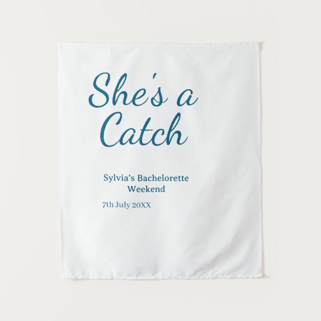 Tapete De Parede She's a catch bachelorette weekend name blue date  (Frente)