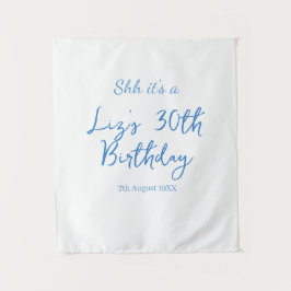 Tapete De Parede shh é um aniversário de 30 anos nome data azul sim