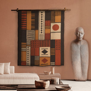 Tapete De Parede Silhueta Afrocentrica Moderna em Terracota Boho