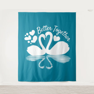 Tapete De Parede Silhueta do Cisne do casal na Água