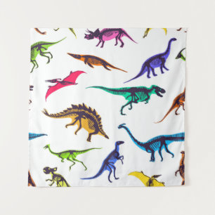 Tapete De Parede Silhuetas de dinossauro: padrão de esboço vintage.