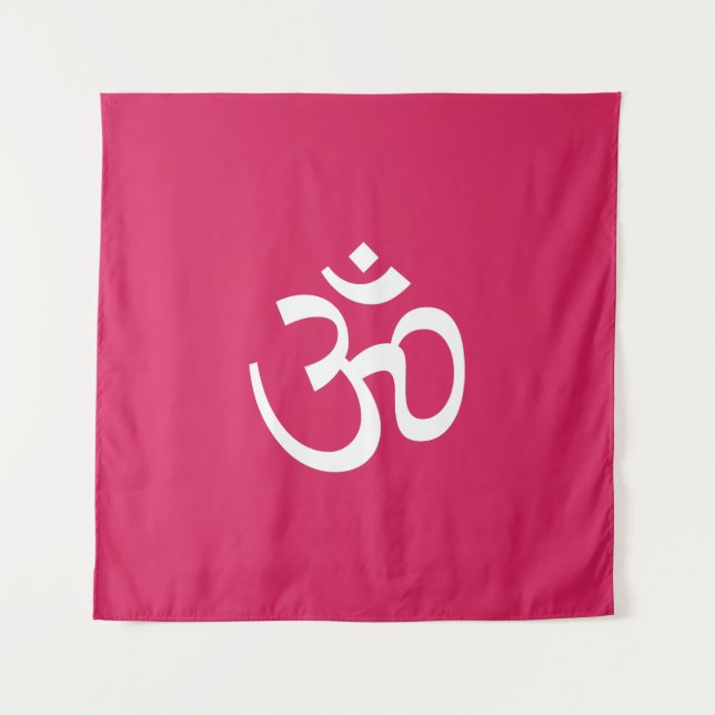 Tapete De Parede Símbolo de hinduísmo rosa do Ícone Ruby Om Aum (Frente)