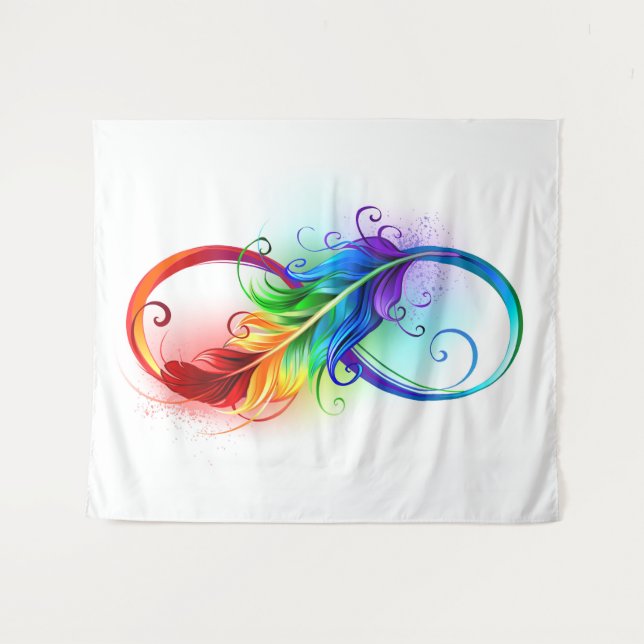 Tapete De Parede Símbolo Infinito com Pena Arco-Íris (Frente (Horizontal))