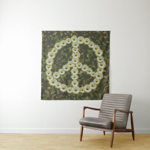 Tapete De Parede Símbolo PEACE - Camuflagem de Daisy Flower