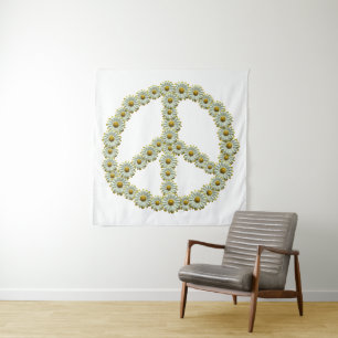 Tapete De Parede Símbolo PEACE - Hippie Flower Daisy Wreath