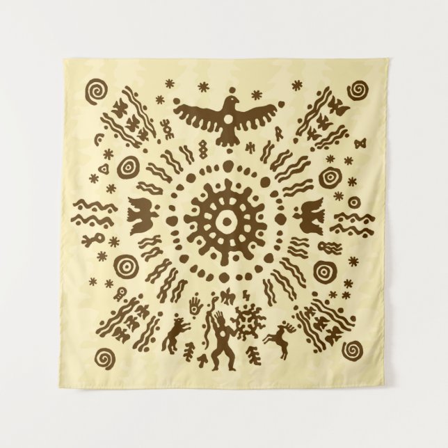 Tapete De Parede Símbolo solar nativo da águia pré-histórica tribal (Frente)