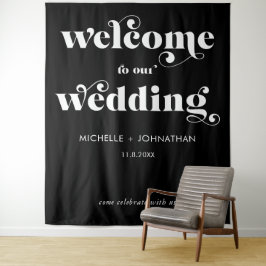 Tapete De Parede Simple Modern Black & White Wedding Welcome