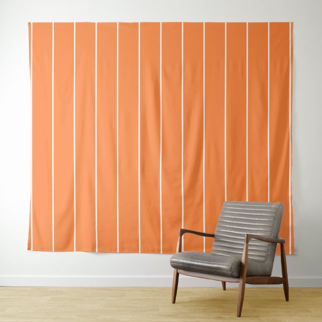Tapete De Parede Simples faixas brancas em fundo laranja (In Situ (Horizontal))