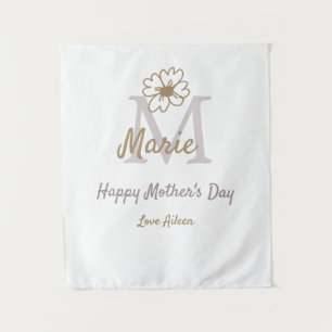 Tapete De Parede simples monograma do dia das mães dourado cinza f