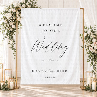 Tapete De Parede Sinal de Boas-Vindas de Casamento Minimalista | Fa