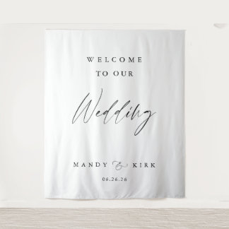 Tapete De Parede Sinal de Boas-Vindas de Casamento Minimalista | Fa