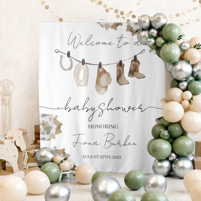 Tapete De Parede Sinal de Boas-vindas do Chá de fraldas Cowboy. (Criador carregado)