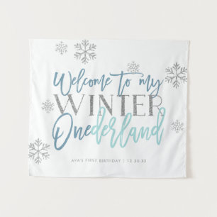 Tapete De Parede Sinal de Boas-Vindas Winter ONEderland Prata Brilh