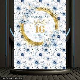 Tapete De Parede Sinal de Brilho Dourado Azul Empoeirado Clássico p