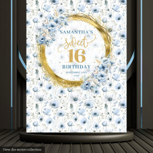Tapete De Parede Sinal de festa Dourada da Glitter 16 Blue Dusty