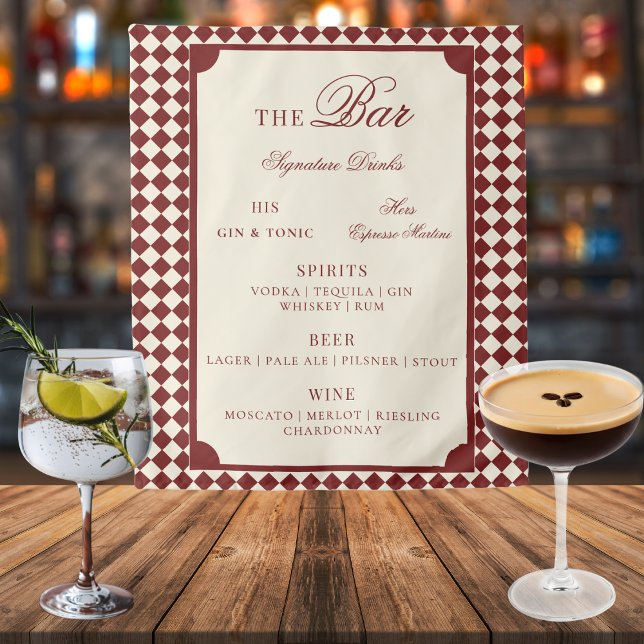 Tapete De Parede Sinal de Menu de Bar de Casamento Old Money com Xa (Criador carregado)