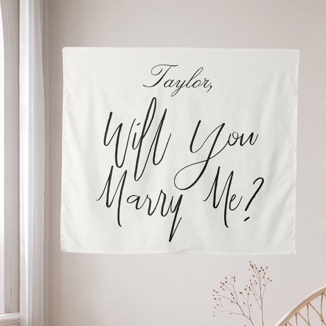 Tapete De Parede Sinal de Proposta de Nome Personalizado Bege Claro (Proposal Sign Custom Name Light Cream Marry Me Tapestry
)