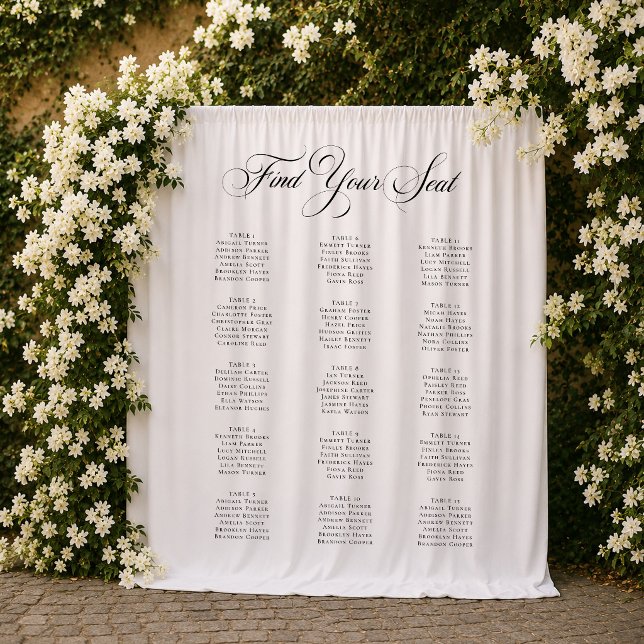 Tapete De Parede Sinal de Quadro de Assentos de Casamento Preto Mar (Criador carregado)