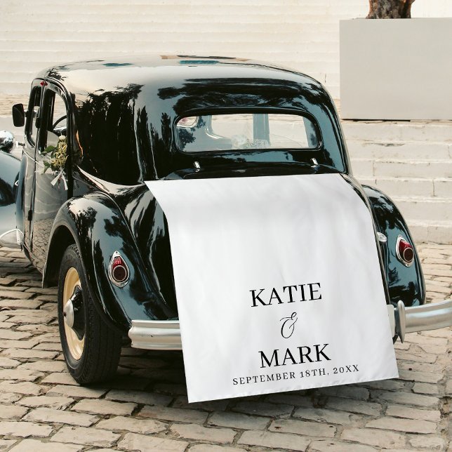 Tapete De Parede Sinal de Tecido para Carro de Casamento Recém-Casa (Just Married Classic Simple Fabric Car Banner Sign Tapestry)
