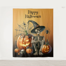 Tapete De Parede Skeleton Pumpkins Halloween