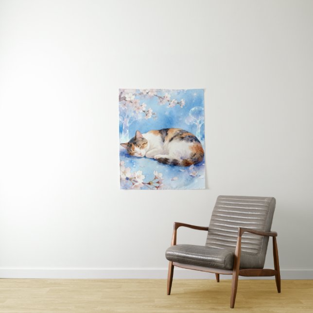 Tapete De Parede Sleeping Calico Dreaming of Hanami (In Situ)