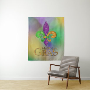 Tapete De Parede SlipperyJoe's festivo tema Mardi Gras roxo gre
