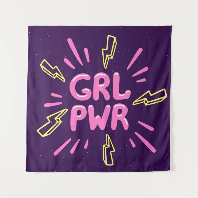 Tapete De Parede Slogan feminista do poder feminino, fundo violeta. (Frente)