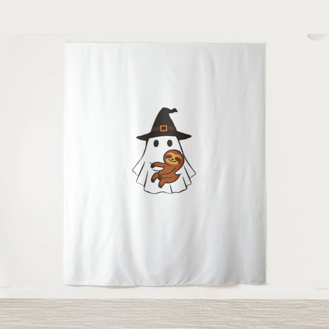 Tapete De Parede Sloth Halloween Ghost Witch Hat Amantes de os anim (Frente)