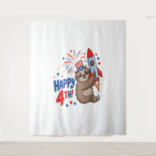 Tapete De Parede Sloth Happy 4th Rocket Fireworks EUA