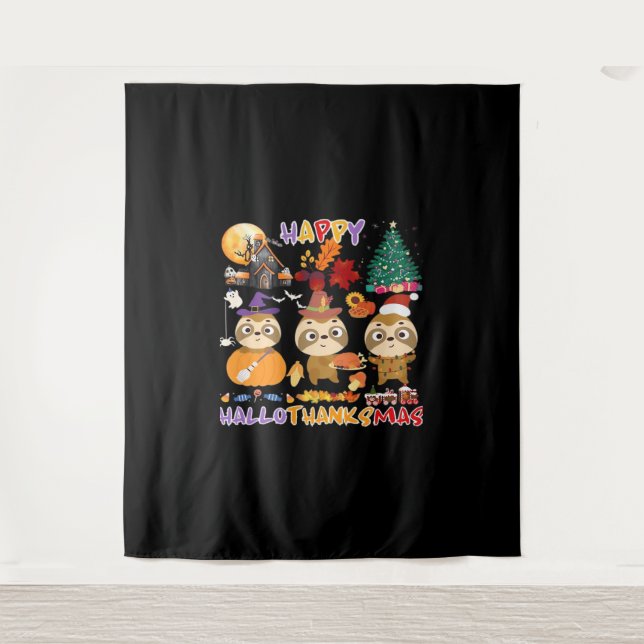 Tapete De Parede Sloth Happy Hallothanksmas - Dia de as Bruxas engr (Frente)