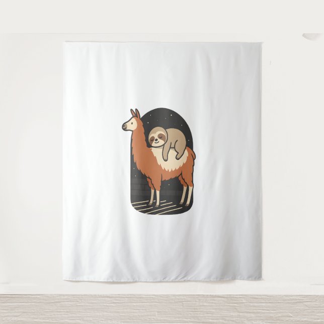 Tapete De Parede Sloth Riding Lama (Frente)