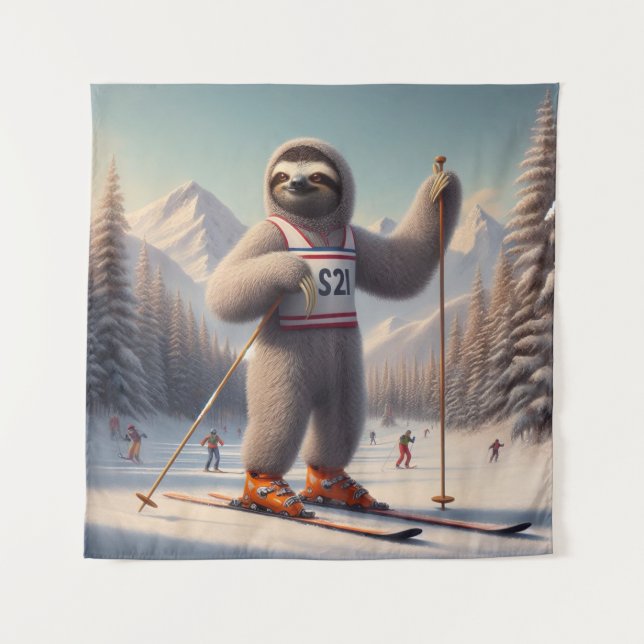 Tapete De Parede Sloth Skiing (Frente)