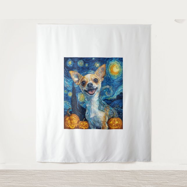 Tapete De Parede smiling chihuahua dog starry night by Van Gogh fin (Frente)