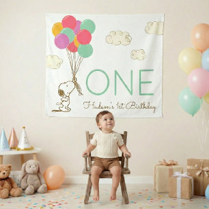 Tapete De Parede Snoopy e Balões 1º Aniversário