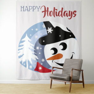 Tapete De Parede Snowman feliz feriados de Natal saudando a tapeça