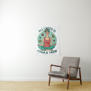 Tapete De Parede Só preciso de Yoga e Yarne Phrase