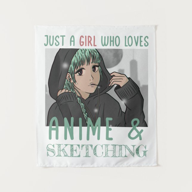 Tapete De Parede Só uma garota que ama animação e esboço (Frente)