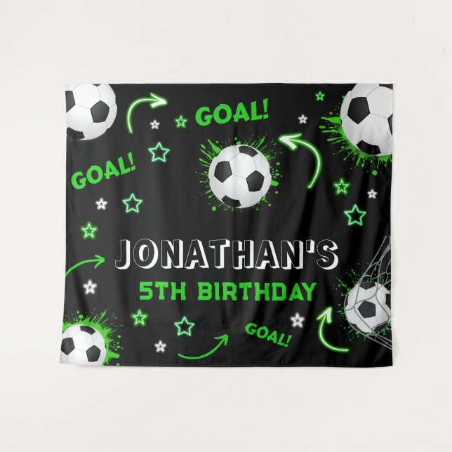 Tapete De Parede Soccer Ball Birthday Backdrop (Frente (Horizontal))
