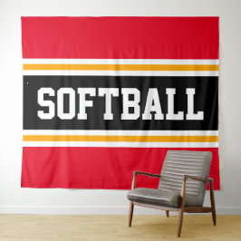 Tapete De Parede SOFTBALL Vermelho Brilhante Laranja Preto Listras 