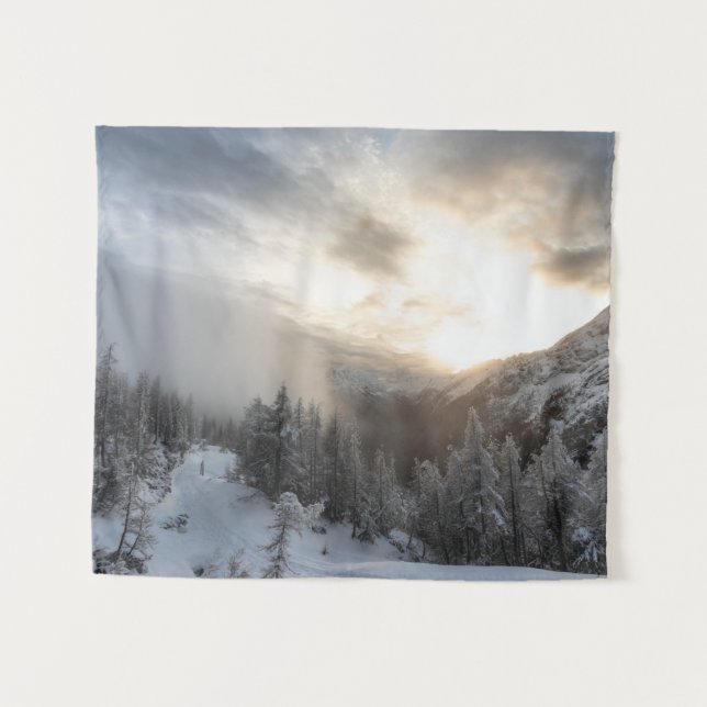 Tapete De Parede Sol brilhando na incrível paisagem de inverno (Frente (Horizontal))