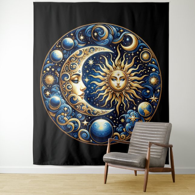 Tapete De Parede Sol e Lua Celestiais (In Situ)