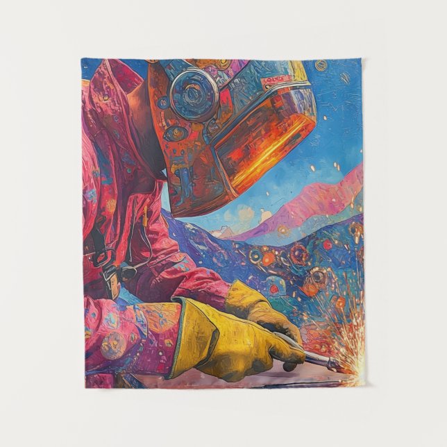 Tapete De Parede Soldador Cósmico - Impressão de Arte de Soldadura  (Frente)