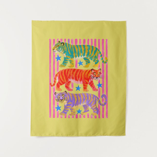 Tapete De Parede sonhos de tigre arco-íris (Frente)