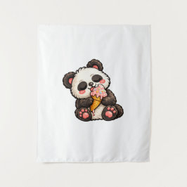 Tapete De Parede Sorvete de Panda Fofo